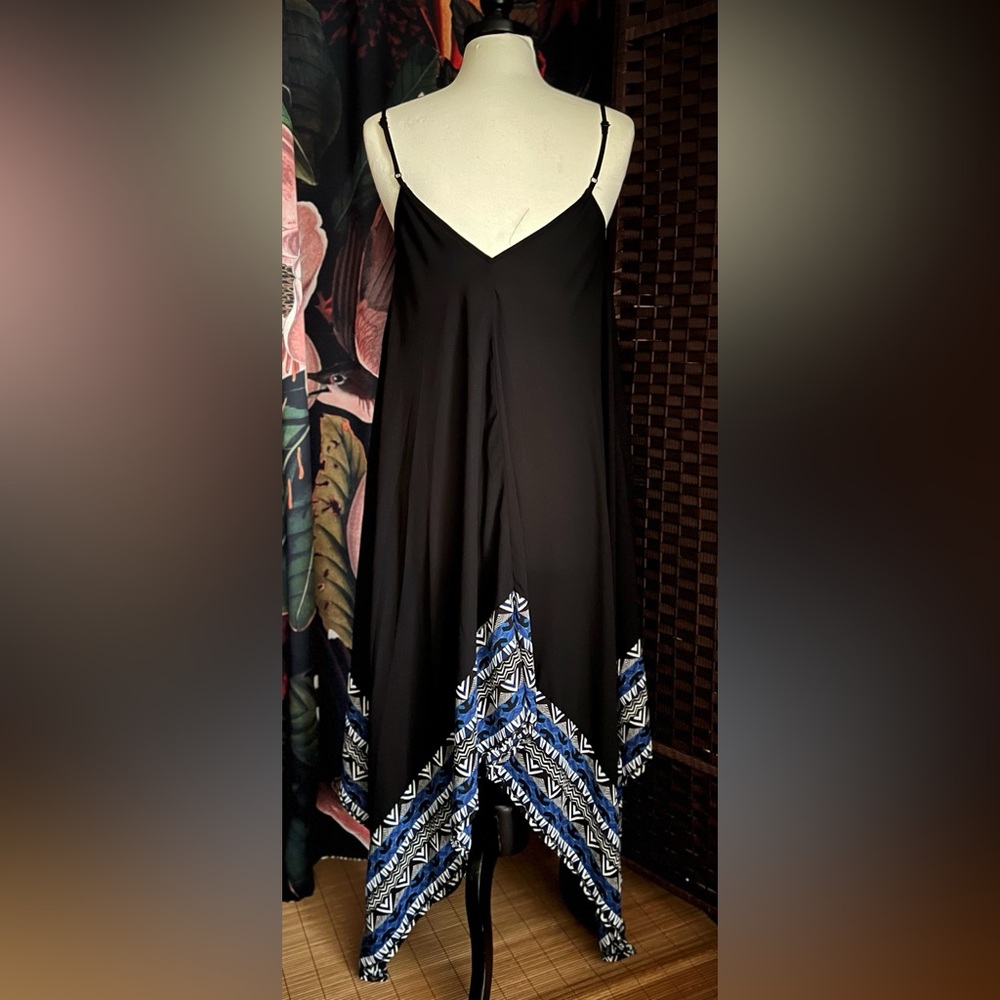 Express Black and Blue Handkerchief Hem  Maxi Dress - Picture 2 of 2